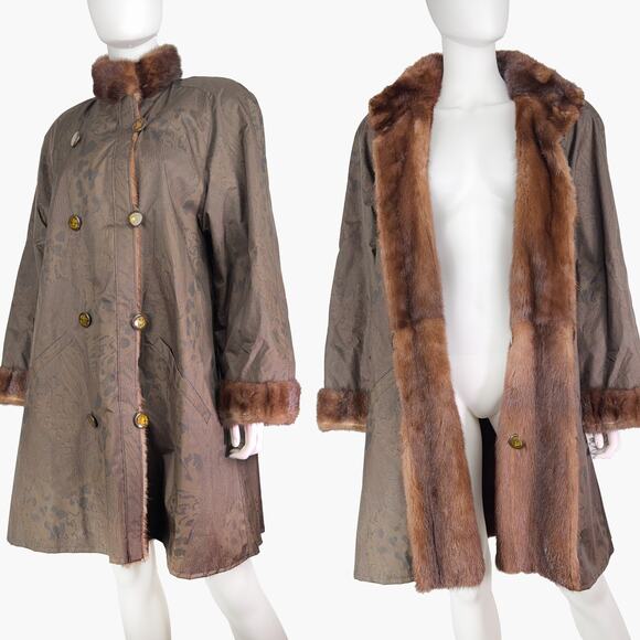 NWOT WILD FURS Genuine Bear Fur Reversible Raincoat (Green/Brown | Size M/L) - Picture 2 of 12